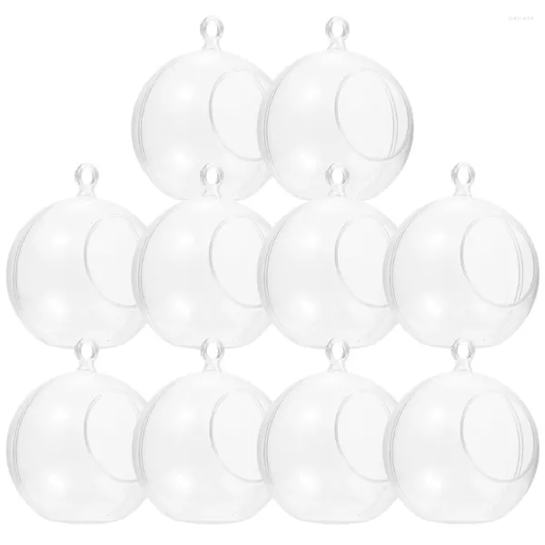 Bougeoirs 10 pièces arbre de noël décoration de noël boule en plastique transparent ornements remplissables petites bougies décoratives et