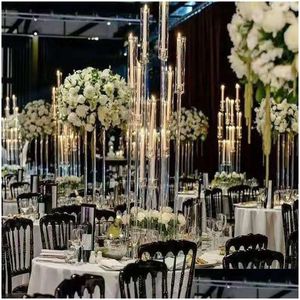 Bougeoirs 10 ensemble candélabre acrylique tous les chandeliers de mariage clairs centres de table porte-fleurs grand candélabre goutte othgm
