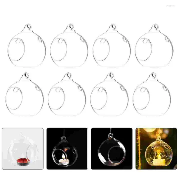 Bougeoirs 10 Pcs Suspendus Porte-Verre Effacer Votive Thé Lumière Bol Chandelier Globe Terrariums Pendentif Orner Pour La Fête De Mariage DIY Cadeaux