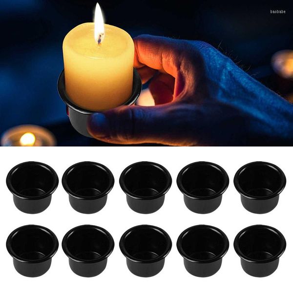 Bougeoirs 10 pièces maison Mini support de verre noir support anti-goutte dispositif de chandelier en aluminium pour empêcher la cire