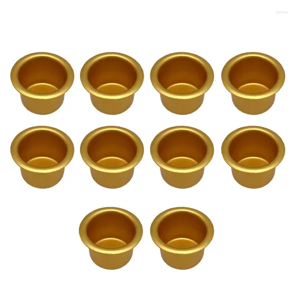 Bougeoirs 10pcs mini-tasse ronde Gold Silver Color Holder DIY CHANGUELLES MAISONS POURCULAGE ALUMINUM ACCESSOYAGE DE MEDIAGE