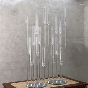 Kaarsenhouders 10 -stwidig middelpunt Tall Acryl Tubes Holder Crystal Candelabra Yudao123