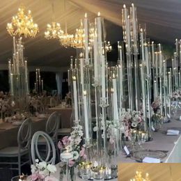 Candelabros 10 unids decoración de la boda pieza central candelabro claro candelabros acrílicos para bodas evento fiesta gota deliv otvqe