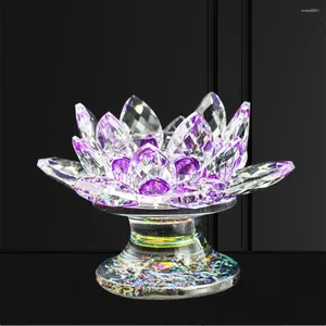 Kandelhouders 110 mm Feng Shui Quartz Crystal Lotus Flower Crafts Glazen papiergewicht ornamenten Figurines Home Wedding Party Decor Gift