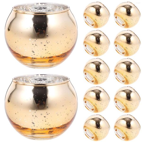 Bougeoirs 12 PCS Ball Glass Solder Hocus Pocus Halloween Decor Votive Tealight Jar Golden Deccore Cougies Making Cup