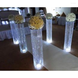 Kaarsenhouders 120 cm/ 47 "lange 22 cm diameter kristallen bruiloftweg lood acryl centerpieces voor huwelijksevenementenfeestje decoratie 6 stks