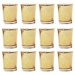 Bandlers 12pcs Gold Mercury Glass Doalight Holder Votive Cup for Home Decor Wedding Centres de Centres de fête