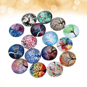 Bandlers 12pcs Life of Tree Glass Dome Cabochons Snaps Flatback Brick Jewelry Accessoires pour la fabrication des anneaux (motif aléatoire de 25 mm)