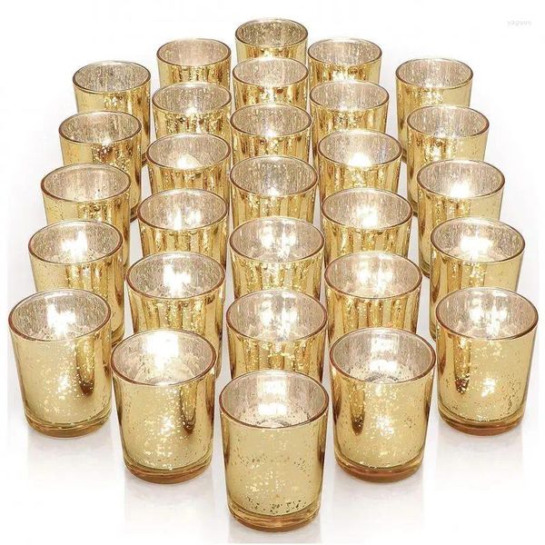 Bougeoirs 12 pièces porte-verre en verre de mercure moucheté votif en vrac pots idéaux pour les centres de table de mariage fournitures de fête