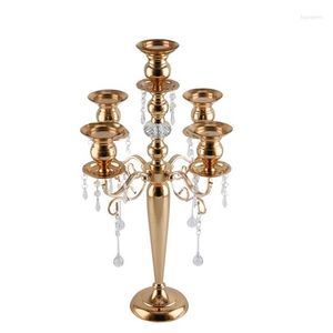 Bougeoirs 14 pièces) luxe 5 bras mariage pièce maîtresse Table décorative grand métal or candélabre Yudao1509