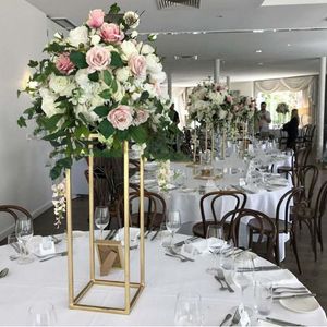 Candle Holders 14pcs)Wedding Decoration Gold Metal Flower Stand Column For Wedding Table Centerpiece Event Party 1432