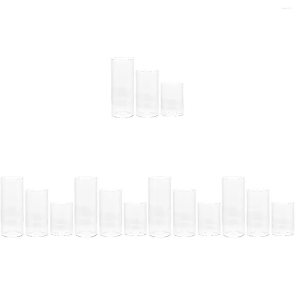 Bougeoirs 15 pièces pots transparents tasse en verre grand support pilier bougies cylindre de bureau