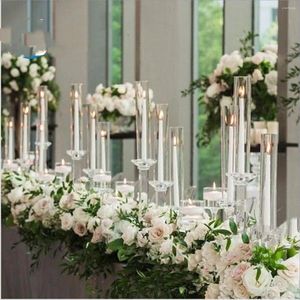 Bougeoirs 15 pièces) Style porte-tube en cristal grand mariage 4 bras candélabres acrylique décoration de table AB0467