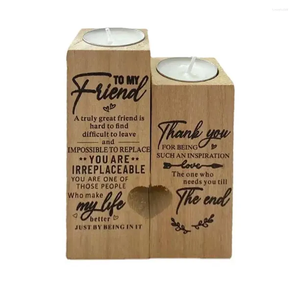 Candlers 1pair artisanat en bois en forme de coeur Créatif Ornements Ornements en bois Candlestick Décorations souvenirs Gift pour 2024