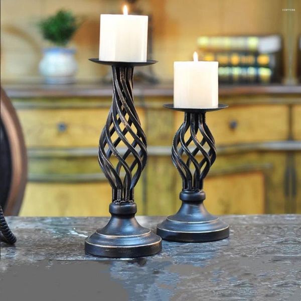 Candlers 1pc Antique Candlestick Resin Accessory Retro Holder French Sconce Nostalgic Home Decor Cadeaux