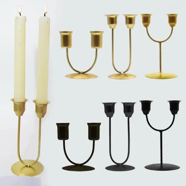 Bandlers 1pc Candlestick Metal Centorpiece Decoration Decoration Prayer Stand 2 ARM CANDELABRA Table à manger pour mariage