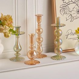 Bougeoirs 1pc en verre floriddle chandelle pour décoration de mariage accessoires de Noël