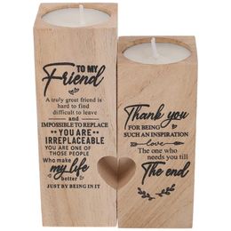 Candle Houders 1pc Huis Houten Afdrukken Hart Design Decoratieve versiering Kandelaar