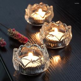 Candlers 1pc lotus Crystal Holder Romantic Candlestick for Bar Party Decor Home Candlelight Dinne