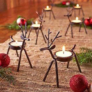 Bandlers 1pc Reindeer Lampe à thé Stand de chandelier Table de décoration de Noël en fer Central Home Decor