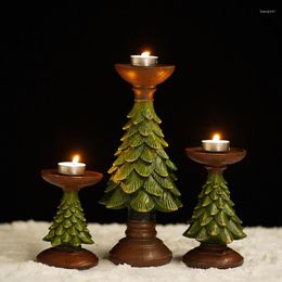 Kaarsenhouders 1 pc harshars kerstboom kandelaar Rustieke teaight houder beeldjes woonkamer tafelbladen decoratie accessoires