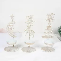 Titulares de velas 1pc Ornamentos de Navidad retro Artículos de hierro de hierro Xmas Decoración de decoración feliz E4E0