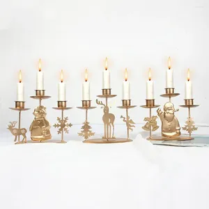 Candlers 1pc Retro Metal Christmas Candlestick Table décor Craft Craft Santa Claus Ornements de fête du festival d'arbre de Noël