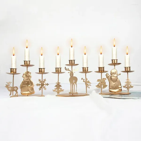 Candlers 1pc Retro Metal Christmas Candlestick Table décor Craft Craft Santa Claus Ornements de fête du festival d'arbre de Noël