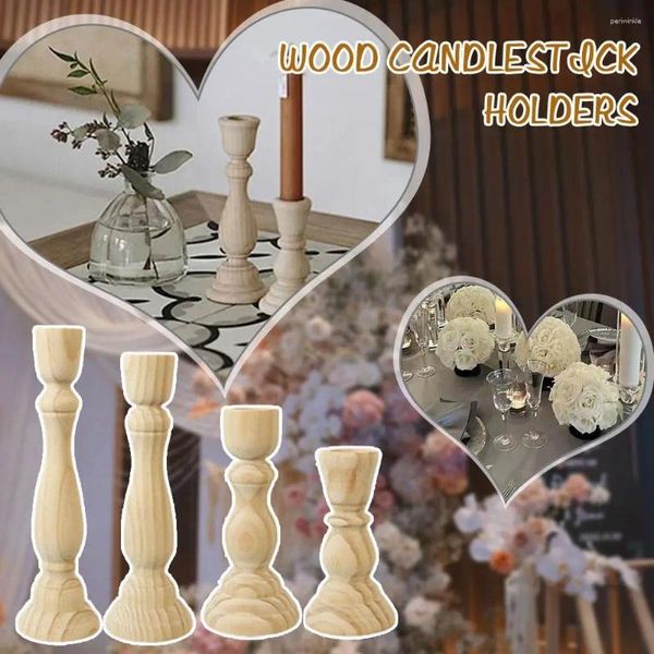 Canciers 1PC Retro Wooden Classic Candlestick DÉCORATIONS DE MARIAGE DE MARIAGE CAMPING TABLE ORNAMIN