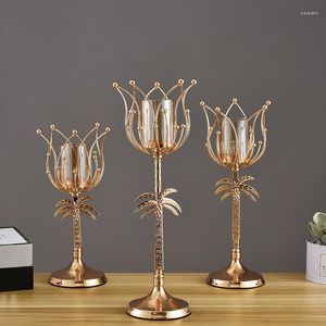 Bougeoirs 1Pc Vintage creux fleur cocotier titulaire maison mariage dîner Table chandelier