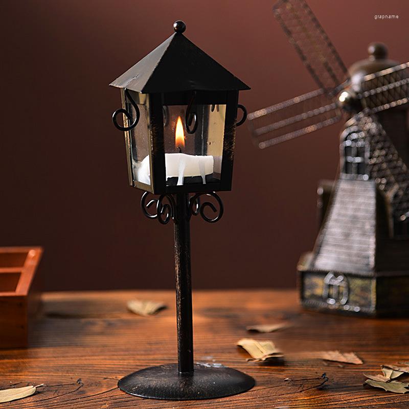 Candle Holders 1PC Vintage Metal Hollow Home Decoration European Classical Holder Street Lamp Candlestick High Quality Creative