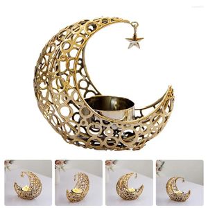 Candlers 1pcs Holder de lune vintage Ramadan Metal Candlestick Eid Mubarak Decoration Lumière Luxury Mariage Muslim Ornement