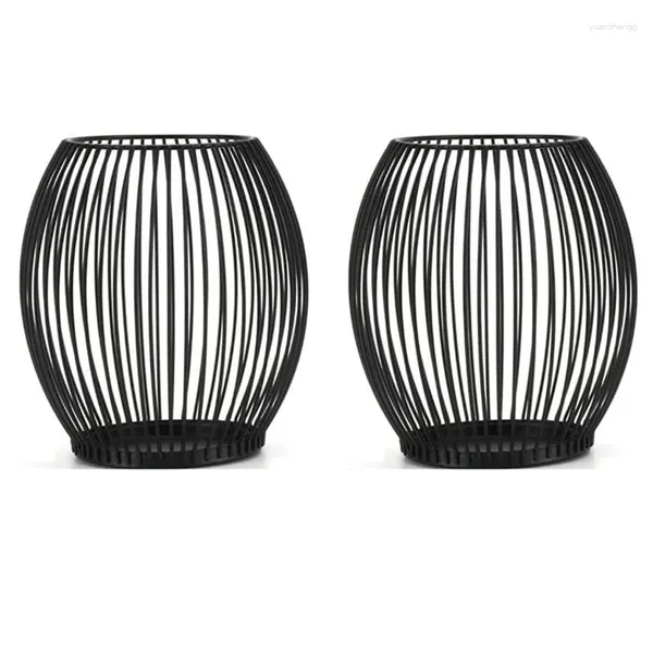 Candlers 2 Pack Iron Birdcage Shape Holder Lantern Metal Candlestick Bandlelight For Home Dining Tables Decor Black