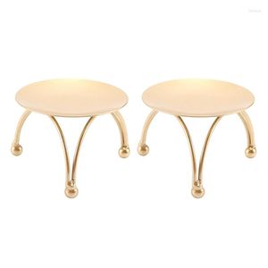 Candelabros Paquete de 2 portavelas de hierro (2,8 pulgadas de diámetro) aptos para velas de cera LED soporte de pedestal dorado