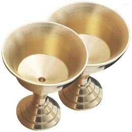 Kandelaars 2 PCS Brass Ghee Lamp Holder Supplies Cup voor Boeddha koperstandaard