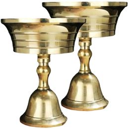 Candillas Soportes 2 PCS Brass Lámpara de ghee Stick Cono Stand Hall Use Buda Buda Craft Copper Tea Light