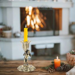 Portacandele 2 pezzi Candeliere Supporto per supporto a lume di candela Decorazioni per tavolini natalizi Pilastri Supporti retrò in lega di zinco