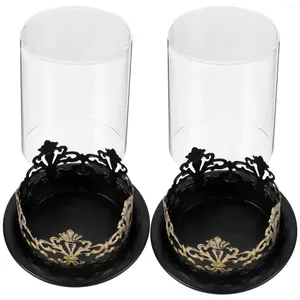 Bougeoirs 2 pièces chandelier récipients en verre support ornement petit cylindre de fer tasse parfumée étain faisant pot décoratif