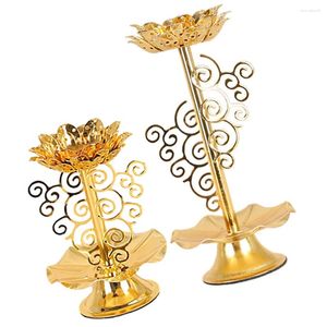 Bougeoirs 2 pièces chandelier décor à la maison support en alliage décorer lampe base thé lumière décorative bureau ornement Lotus