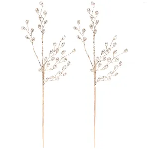 Bougeoirs 2 pièces décorations de noël fausse tige de baies baies artificielles tiges de noël guirlande pics Vase plantes Branches