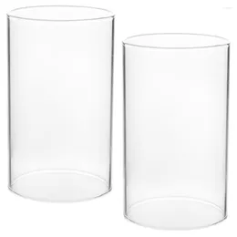 Bougeoirs 2 pièces support transparent couvercle en verre cylindre coupe-vent nuances pot bougies cylindres