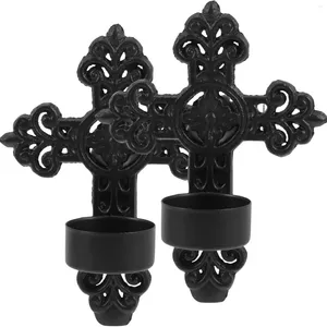 Bougeoirs 2 PCS Style européen Décorations de mariage noir