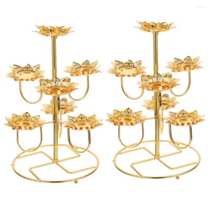 Bougeoirs 2 pièces porte-ornements bougie chauffe-plat chandelier décoratif en acier inoxydable métal rétro
