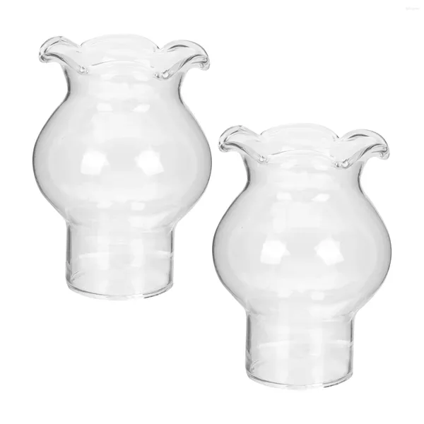 Portes de velas 2 PCS Lámpara de keroseno Cubierta de vidrio Adorno de la sombra de vidrio Cubiertas de reemplazo de aceite blanco