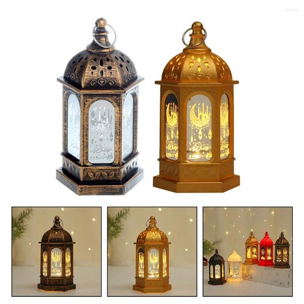 Bougeoirs 2 pièces Ramadan lanternes rétro décor à la maison Chic ornement LED lampe décorative décoration éclairage artisanat PP créatif artistique