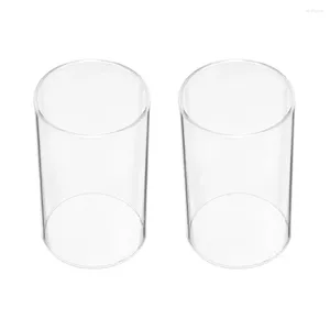 Bougeoirs 2 pcs ombre de couverture ménage lampe à huile de bureau décoratif en verre transparent vase