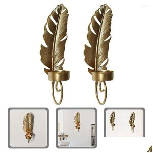 Candlers 2 pcs mur suspendu métal métal forgé de fer vintage sconce doré candelabra gouttes livraison de maison dhgbh dhgbh