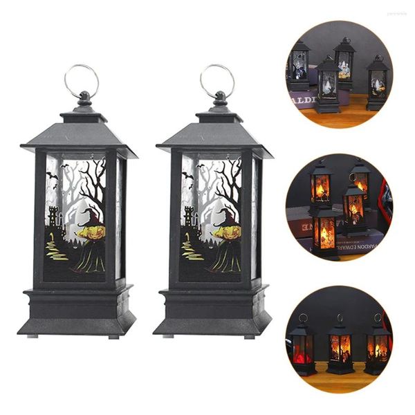 Bandlers 2 pcs lampe éolienne Halloween suspendu Lantern Chandelier Flame Ornement Festival Plastic Festival Lanterne LED