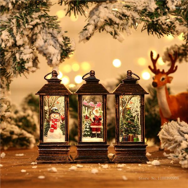 Bougeoirs 2023 Le Cadeau LED De Noël Cristal Lumières Tourner Paillettes De Noël Petite Lanterne À Piles Titulaire Déco