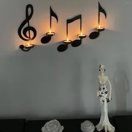 Candle Holders 2024 Creatieve muzieknoten Wall Hangende metalen houder Black Candlestick SCONCE voor Home Office School Decor